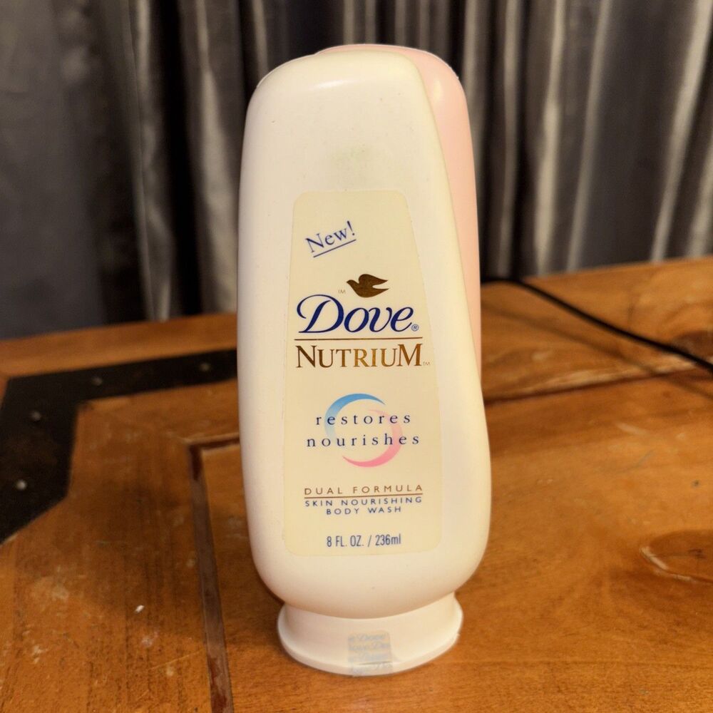 Vintage Bottle of Dove Nutrium Dual Formula Skin Nourishing Body Wash sealed